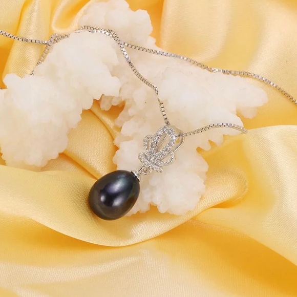 NWT 925 ST SILVER NATURAL PEARL CROWN PENDANT & EARRING JEWELRY SETS - Picture 6 of 15